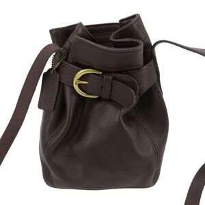 VTG Coach 4156 Soho Belted Bucket Pouch Bag Crossbody Brown Leather Brass Purse